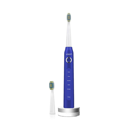Voom Sonic Pro 5 Series Rechargeable Electronic Toothbrush, Dentist Recommended, Advanced Oral Care, 2 Minute Timer with Quadrant Pacing, 5 Adjustable Speeds, Soft Dupont Nylon Bristles, Blue
