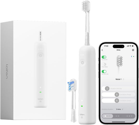 Laifen Wave Special Electric Toothbrush, New 2025 Version Oscillation & Vibration Sonic Electric Toothbrush for Adults with App, 2 Brush Heads, IP68 Waterproof Travel Powered Toothbrush (Matte White)