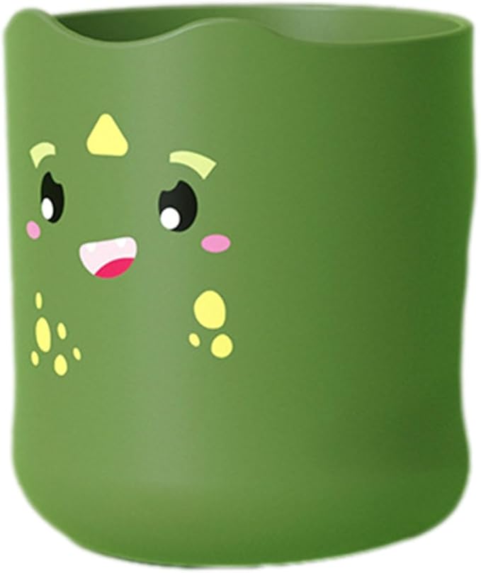 Kids Toothbrush Cup, 300ml Cartoon Toothpaste Holder and Cup, Kids Multi-Purpose Cup Mouthwash Cup Toothbrush Holder with Double Handles for Bathroom Vanity,Sink (A)