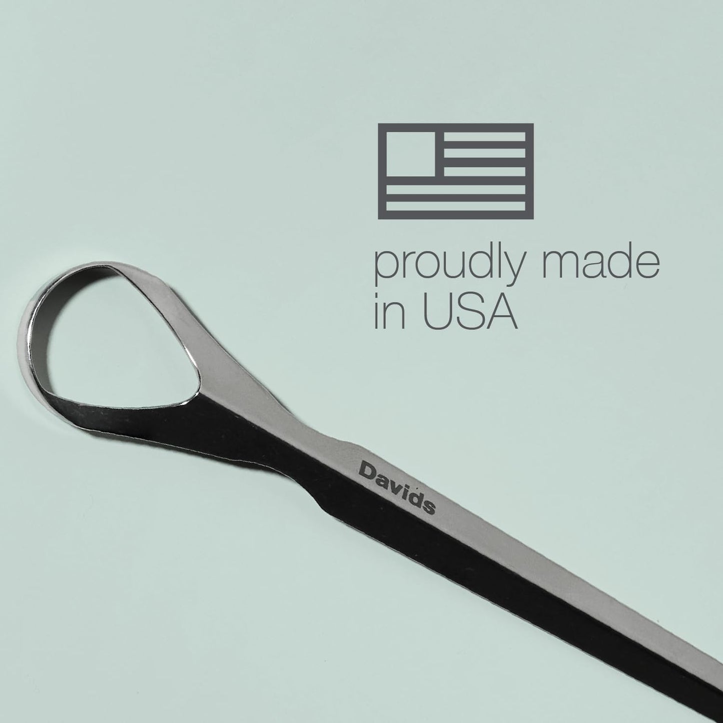 Davids Tongue Scraper for Adults and Kids, 100% Medical Grade Professional Stainless Steel Tongue Scraper, Made in USA