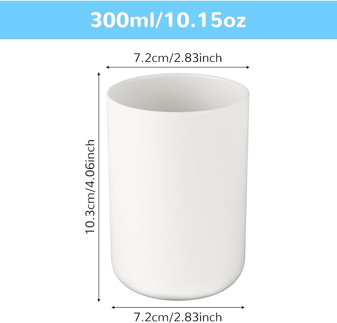 2 Pcs Toothbrush Holder Cup 300ml Bathroom Tooth Brushing Tumbler Plastic Mouthwash Cup for Travel Rinsing Drinking Vanity Countertop Toothpaste Wash Up Washing