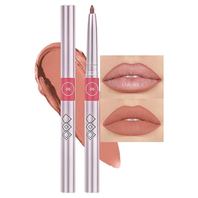 Retractable Lipliner Pencil Waterproof Makeup for Lip Liner and Eye Liner, Smooth and Creamy, Long Lasting Matte Finish, Vegan Beauty, Matte Velvet Pigmented Lip Liner (06#Peach Red, 1)