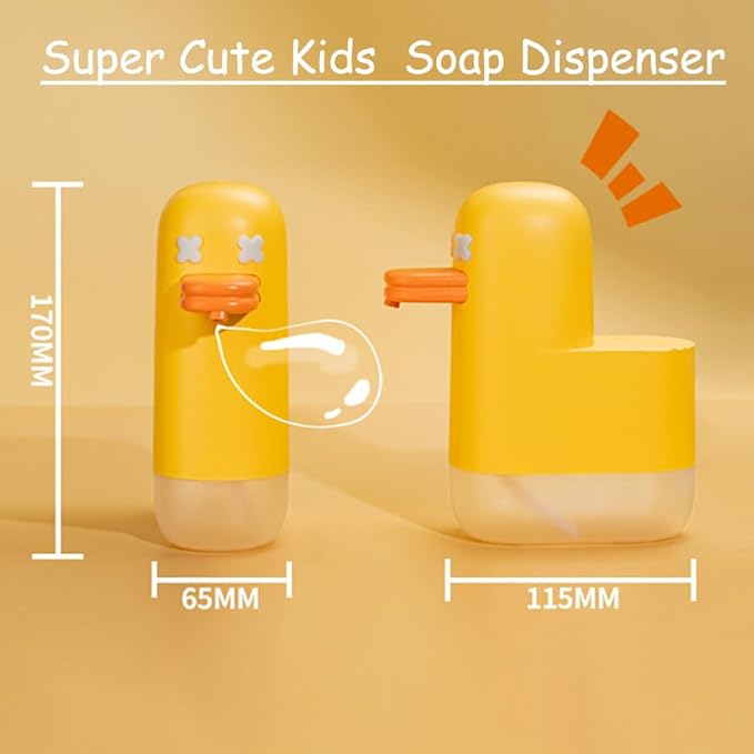 Kids Soap Dispenser - Cute Yellow Duck Automatic Foaming Hand Soap Dispenser, Waterproof USB Rechargeable, Hand- Free Shampoo Dispensers for Bathroom, Kitchen Countertop, Preschool