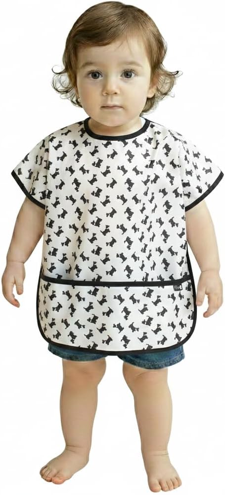 Short Sleeve Waterproof Bib for Toddlers – Easy Clean Feeding Apron for Mealtime, Daycare, Self-Feeding, Lightweight