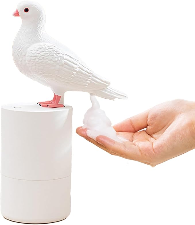 Fun Animal Series Foam Soap Dispenser-Shiba Inu,Pigeon,Shaped Foam Hand Washer,Automatic Soap Dispenser for Bathroom & Kitchen, Hilarious Gift for Kids, Adults (Peace Dove Series (White))