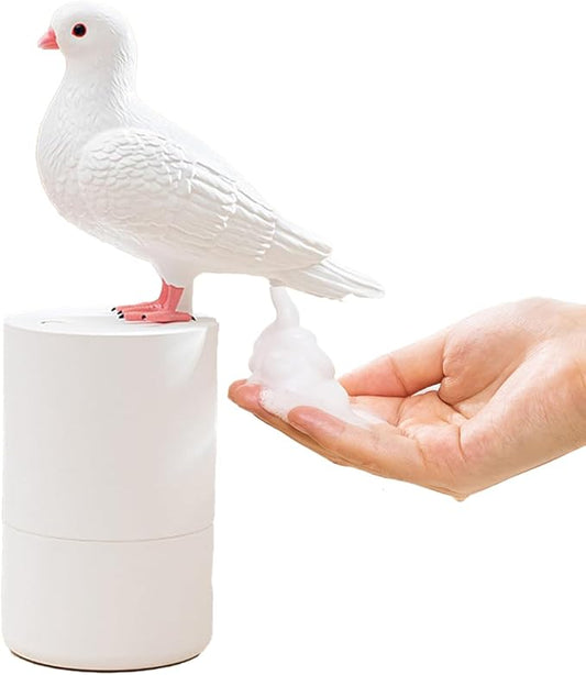 Fun Animal Series Foam Soap Dispenser-Shiba Inu,Pigeon,Shaped Foam Hand Washer,Automatic Soap Dispenser for Bathroom & Kitchen, Hilarious Gift for Kids, Adults (Peace Dove Series (White))