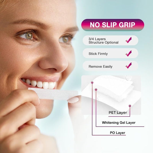 Peroxide Free Teeth Whitening Strips 14 Treatments - New Gentle Formula for Sensitive Teeth. Deep Stain Removal - Coconut Oil, Sage, Lemon Peel, Dead Sea Salt for Beautiful Bright Smile. (28 Strips)