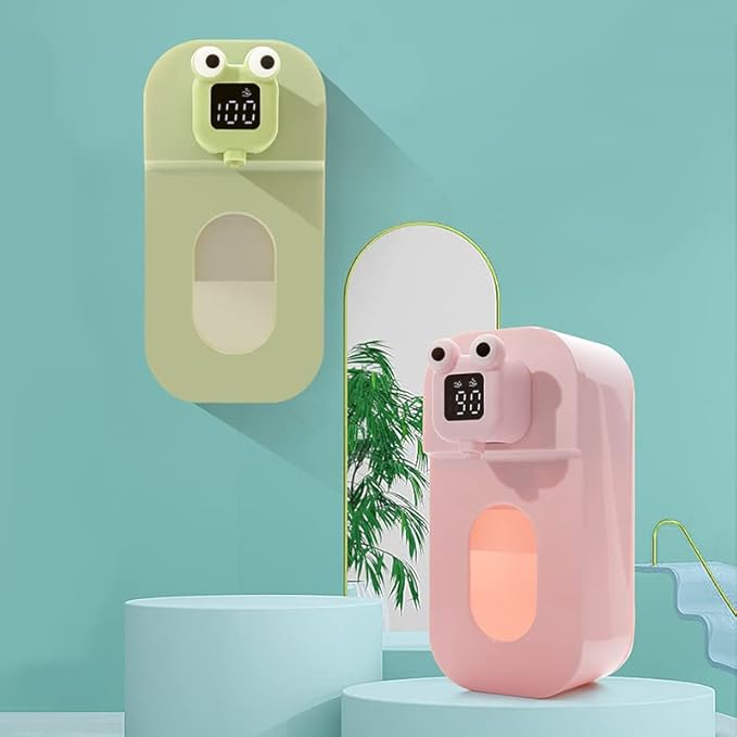 Automatic Soap Dispenser for Kids - Wall Mount Green Frog Touchless Foaming Soap Dispenser, Waterproof USB Rechargeable, 10oz/ 300ml Children's Day Gift