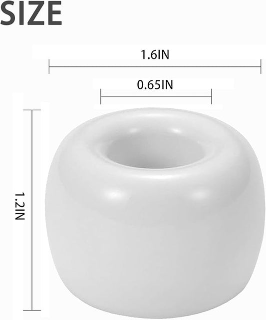 Mini Ceramic Couple Toothbrush Holder, Hand-Made Bathroom Toothbrush Holder, Electric Toothbrush Head Holder and Office Pen Holder 2-Piece Set (White)