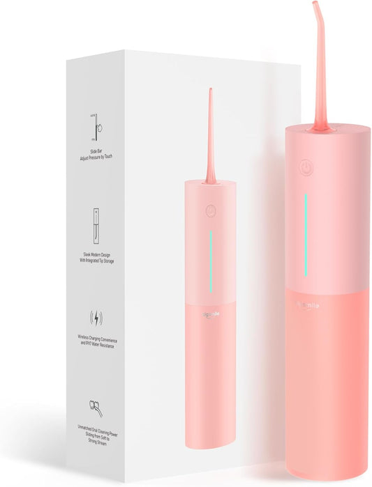 Bigsmile Water Flosser for Teeth, Electric Oral Irrigator, Cordless Water Flosser, USB Rechargeable, IPX7 Waterproof, Effectively Maintain Oral Cleanliness and Health (Pink)