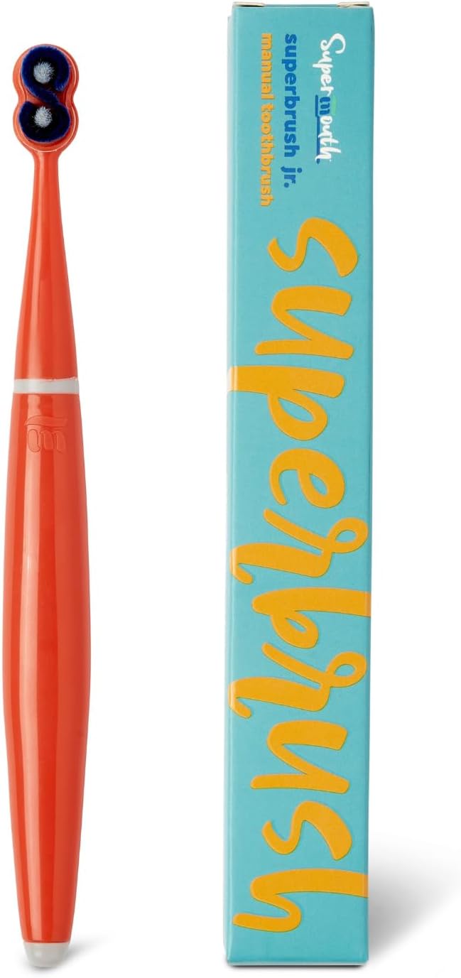 SuperMouth® SuperBrush Jr.® Kids Manual Toothbrush – Soft Patented SuperBristles® Clean Baby Teeth 30X Better, Gentle Plaque Removal, Augmented Reality Teaches Proper Brushing