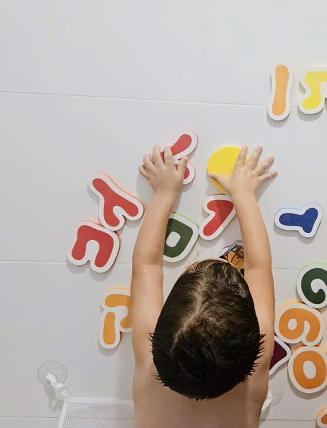 Hebrew Alef Bet Bath Letters – Jewish Alphabet Toy for Toddlers (37pcs) + Mesh Bag – Learn Hebrew in The Tub