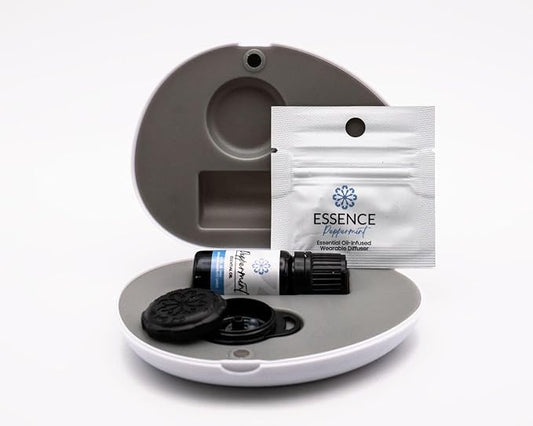 Essence Pearl Travel Case - Wearable Aromatherapy Kit with Nasal Diffuser Rings, Soaking Bay, and 5mL Essential Oil – Portable Wellness Gift Set for On?The?Go Self Care