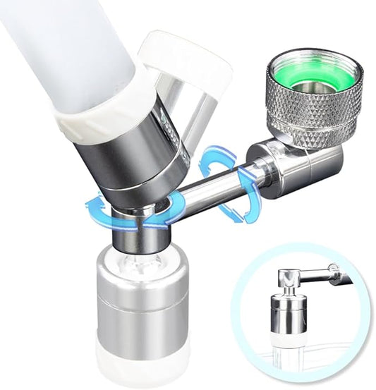 1080° Swivel Faucet Extender Faucet Extender Universal Sink Faucet Adapter with 2 Mode Rotatable Faucet Aerator Heavy Duty Brass Splash Filter Extension for Kitchen Bathroom Sink