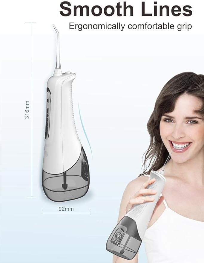 Cordless Water Flosser Oral Irrigator, 10oz Tank 4 Modes 1800 Pulses/Min IPX7 Waterproof, for Braces Care & Sensitive Gums, 4 Jet Tips Type-C Charging (Black)