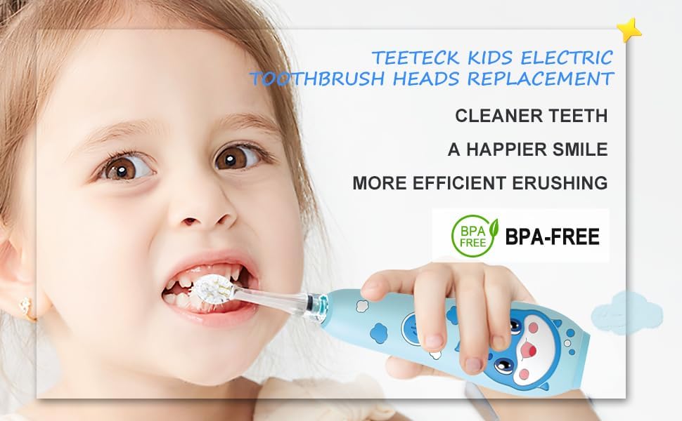 TEETECK 5 Pack Kids Toothbrush Replacement Heads Compatible with SEAGO- 513/977/EK6,Compatible with Brush-Baby WildOnes/KIDZSONIC（Not BabySonic Series）,Compatible with Dada-Tech-BB1/977/K6