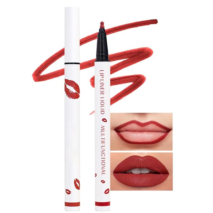 Kaely Dark Red Longwear Liquid Lip Liner Waterproof, 24 Hour Long Lasting Lip Liner Stain Marker Pen, 2-in-1 Matte Semi Permanent Lipliner & Lipstick, Vegan & Cruelty-Free, 01