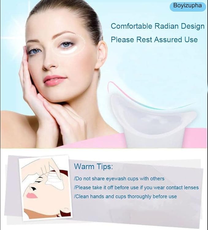 Boyizupha® 2 Pcs Silicone Eye Wash Cups for Eye Rinse,Cleansing with 1 Storage Container