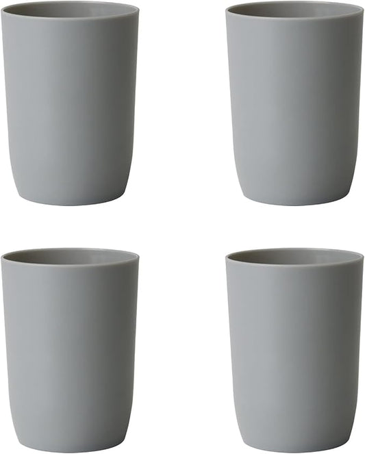 Topsky 4pcs Bathroom Tumbler Set - Plastic Drinking Cup With Mouthwash & Toothbrush Holder
