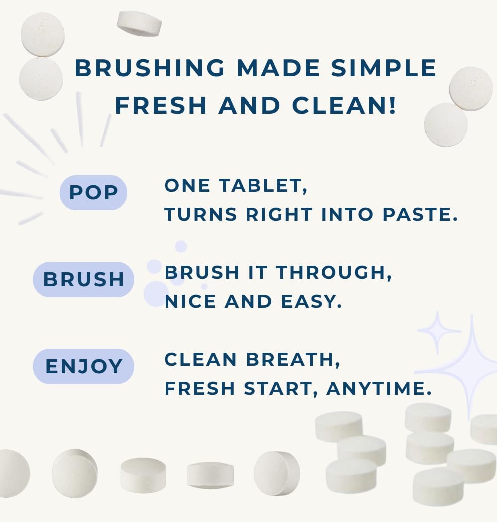 Smile More Toothpaste Tablets with Fluoride & nHAp - Vegan, Enamel Strengthening, Zero Waste, Paper Refill, 248 Tablets, Cool Mint, 4 Month Supply, Travel-Friendly