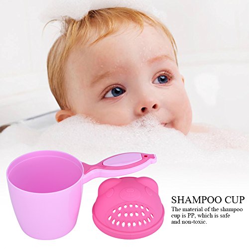 GLOGLOW (Pack of 2) Shampoo Rinse Cup Waterfall Shampoo Rinser for Kids, Multifunction Cute Washing Baby Hair Rinse Cup Safe Cartoon Shower Shampoo Bathing Flusher Protection Tool (Pink)