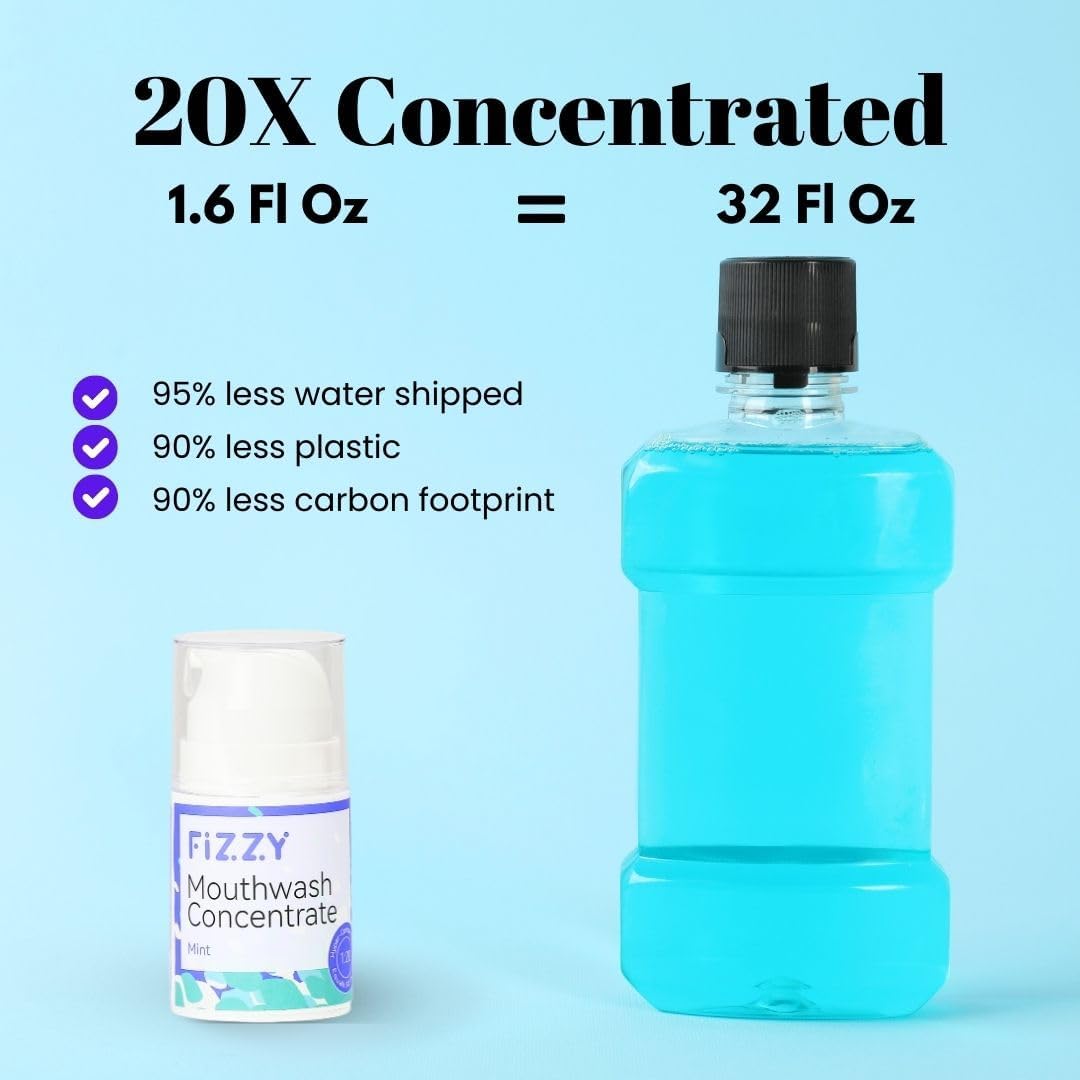 Fizzy Mouthwash Concentrate | Remineralizing Enamel Repair, Nano Hydroxyapatite | 20X Concentrated Travel Size | No Fluoride, Alcohol, Dye | Xylitol, Dry Mouth | Kids & Adults | Pina Colada