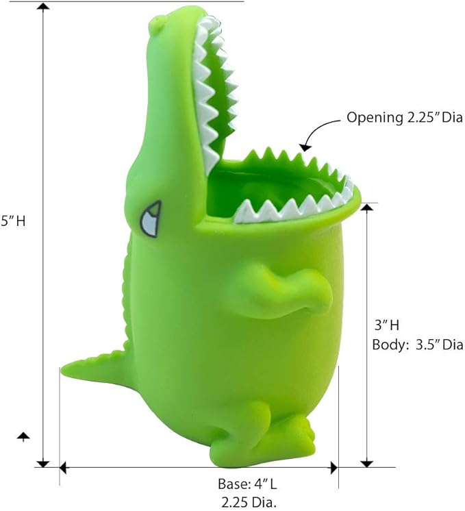 Kids Toothbrush Holder Toothbrush Organizer – Durable Silicone Animal Tooth Brush Holder – Easy to Clean Toothbrush and Toothpaste Holder – Toothbrush Holders for Bathrooms by Lily’s Home (Crocodile)