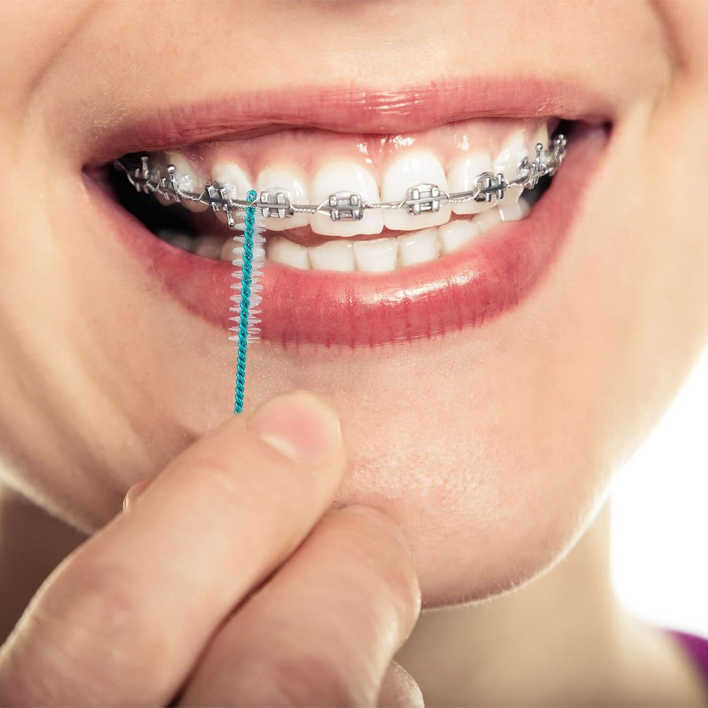 Interdental Brush Soft Dental Picks Tooth Floss Interdental Brush Betweens Refills White Refills for Tooth Cleaning(Tight,60 Pieces)