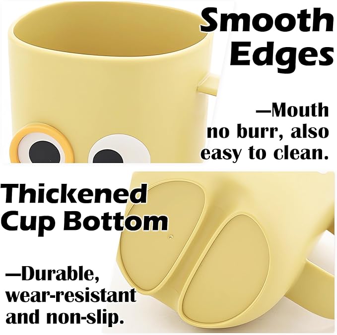 4 Pcs Cute Cartoon Bathroom Tumbler Cups, Unbreakable Reusable Toothbrush Holders, Plastic Household Drinking Cups, Dishwasher Safe Water Mugs for Kids Couples Friends (2 Large + 2 Small)