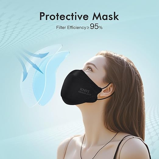 LEMENT KN95 Face Masks,50 Pack Breathable Cup Dust Disposable Masks For Adult,Teenager