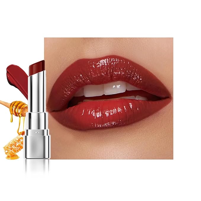 Deep Red Honey Tinted Lip Stain Lip Balm Lip Gloss Lipstick, Sheer Hydrating Lip Stains Tint, Moisturizing Lip Color for All Skin Tones, Nourishing Lip Balm with a Hint of Natural Black Cherry Tint