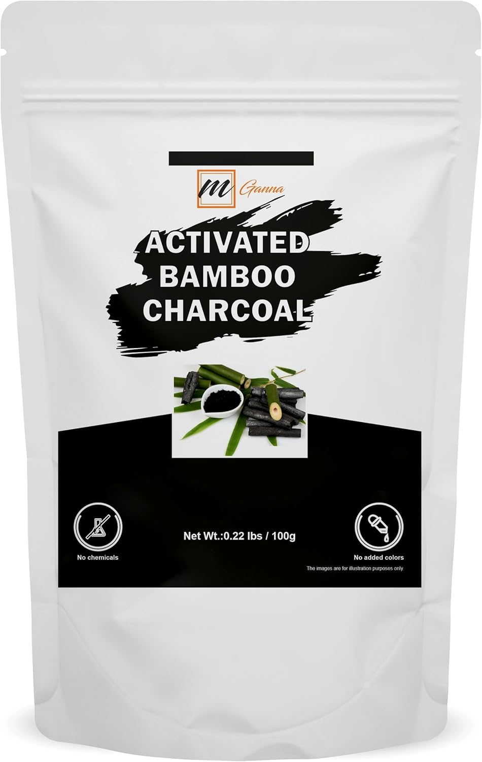 Activated Bamboo Charcoal 100g / 0.22lbs for Teeth Cleaning, Face Masks, Scrubs and Soap Making