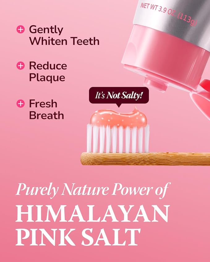 HIMALAYA PINKSALT Natural Whitening Toothpaste, 3.9 OZ (Pack of 2)- Fluoride Free I Natural Toothpaste for Teeth Whitening I Gum Health Care I Plaque Remover I Spearmint Flavor