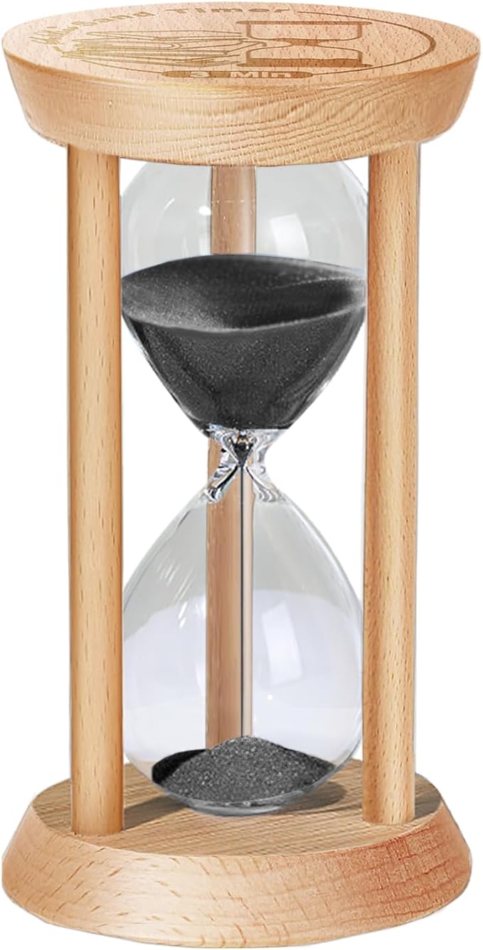 SuLiao Wooden Sand Timer 3 Minute Hourglass, Wood Black Sand Clock, Small Watch 3 Min Timer, Hour Glass Sandglass for Home, Reloj De Arena, Office, Decorative, Game, Classroom