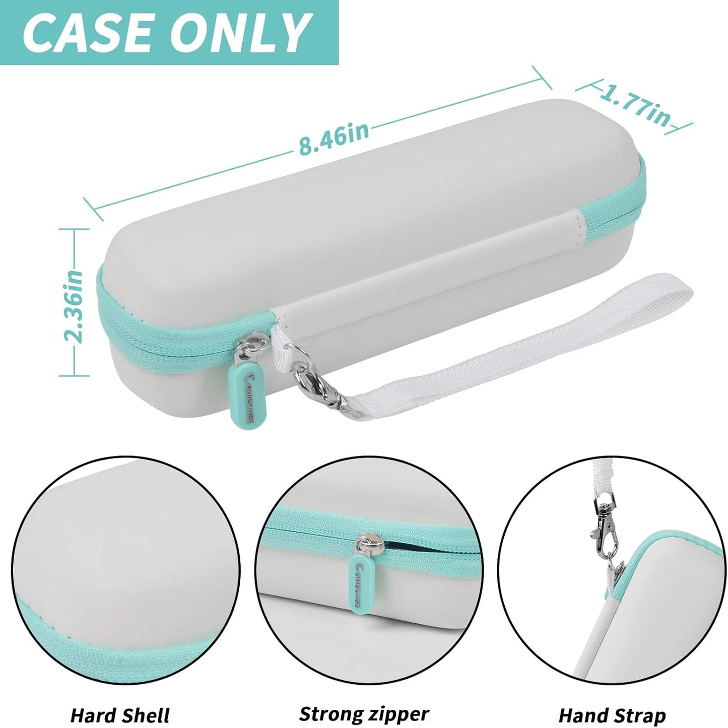 Toothbrush Travel Hard Case Compatible with Oral-B Pro 1000, 2000, 3000, 3500, 1500/ for Philips Sonicare ProtectiveClean 4100 5100 Electric Toothbrush with Mesh Pocket&Carabiner - White (Bag Only)