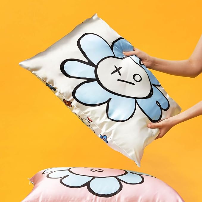 Kitsch x BT21 (Van) Satin Pillowcase with Zipper for Hair & Skin - Softer Than Silk Pillow Cases, Smooth Cooling Pillow Cover, Wrinkle-Free, Machine Washable, Queen/Standard (19x26)