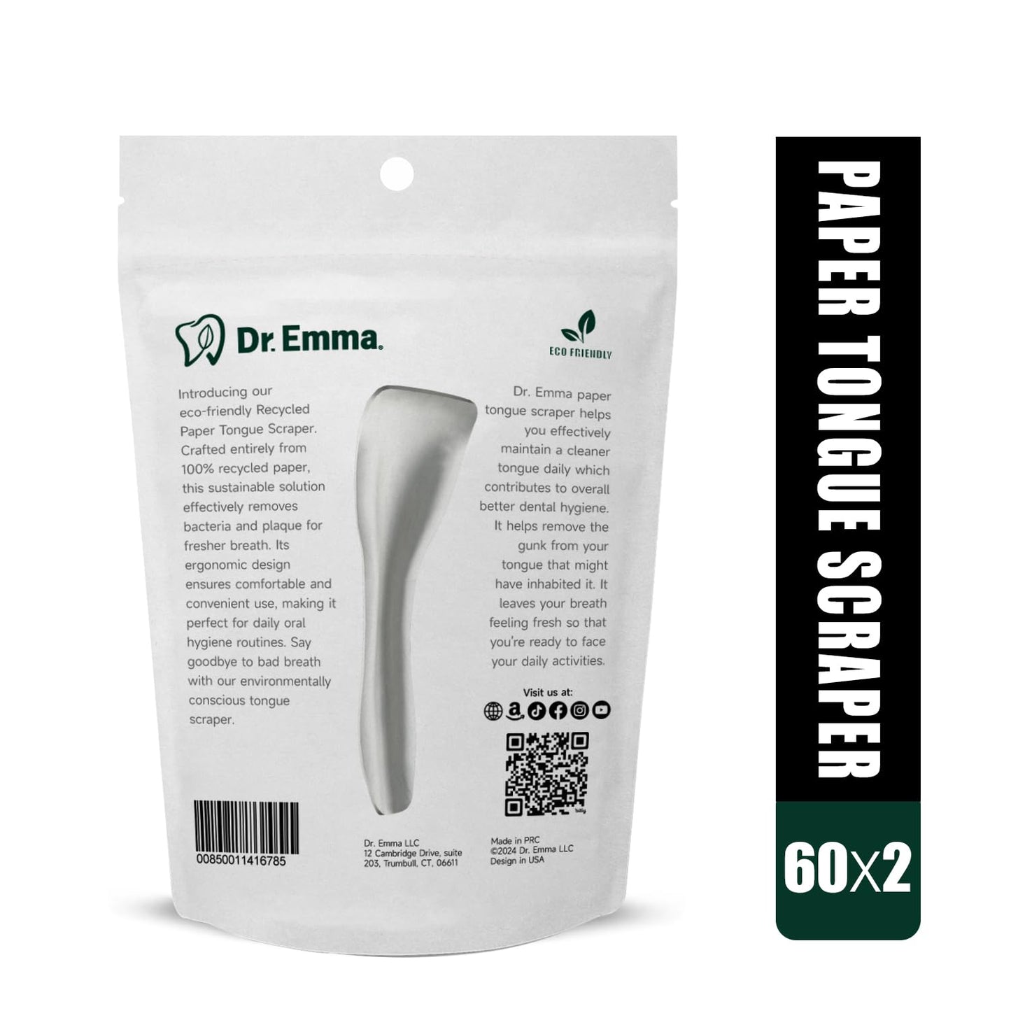 Dr. Emma Tongue Scraper, 120 Count, Disposable Tongue Cleaner for Adults, Paper Hygienic Scraper, Clean Tongue, Promote Fresh Breath (Pack of 2)