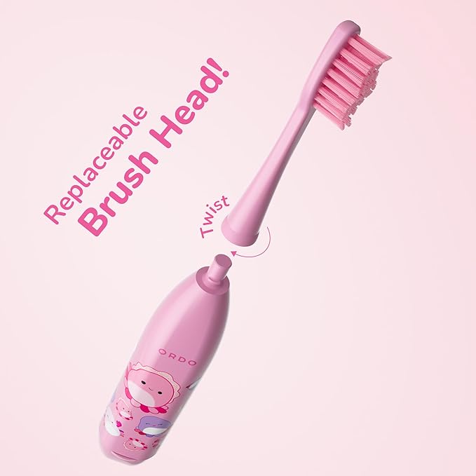 ORDO Squishmallows Toothbrush, Sonic Battery Toothbrushes for Kids, Soft Bristles, Extra Brush Head Inc, Gift for Kids Aged 4 Years and Up, Battery Included, Auggie