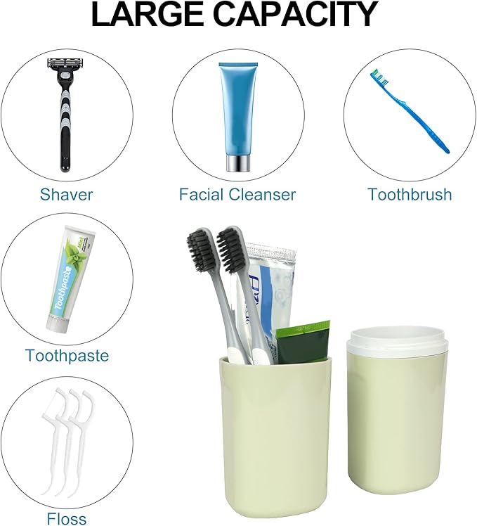 Surblue Travel Toothbrush Case Detachable Toothbrush Holder with Cover Portable Toothbrush Container for Vacation Camping Dorm Bathroom,Green