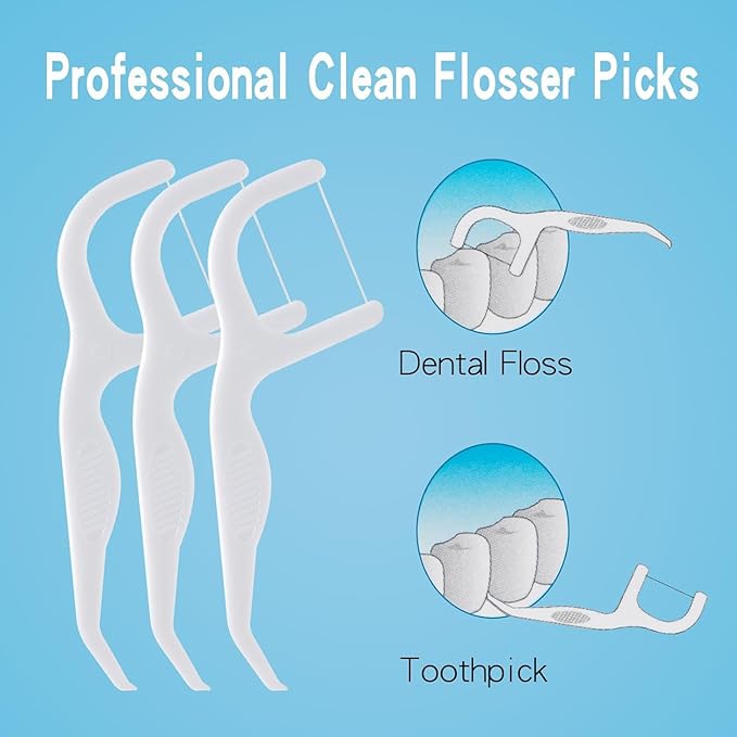 Extra Strong Dental Floss Picks | Professional Clean Flosser Picks | Toothpicks for Adults | Easy Grip Handle | Fresh Mint, 50 Count 4 Pack
