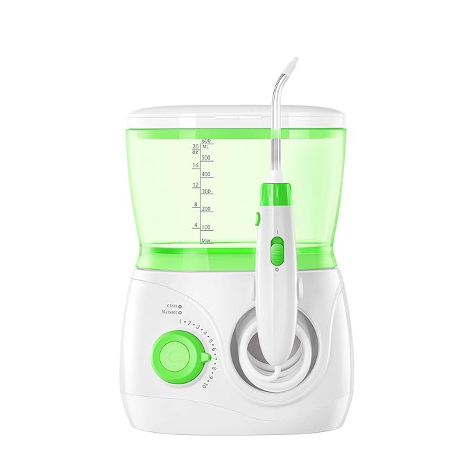 ToiletTree Products Children's Countertop Water Flosser - Dental Oral Irrigator for Kids - BPA-Free Dental Water Flosser with 600mL Capacity and Adjustable Water Pressure - Green
