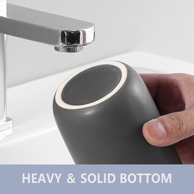 Toothbrush Holders for Bathrooms - 1 Cups Ceramic Toothbrush Toothpaste Holders, Grey Bathroom Tumbler Cups Reusable Toothbrush Mouthwash Cup, Bathroom Counter Organizer.