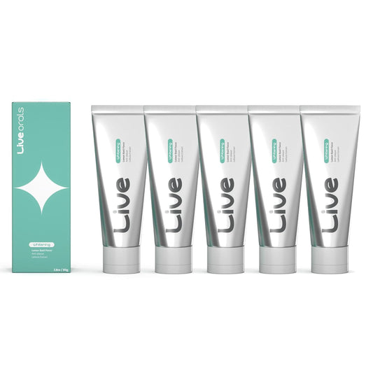 Live Orals Whitening Toothpaste 80g x 5 Units - Fluoride-Free, Nano Hydroxyapatite & Hydrogen Peroxide, Sensitive Teeth, Enamel Strengthening, Natural Mint Gel