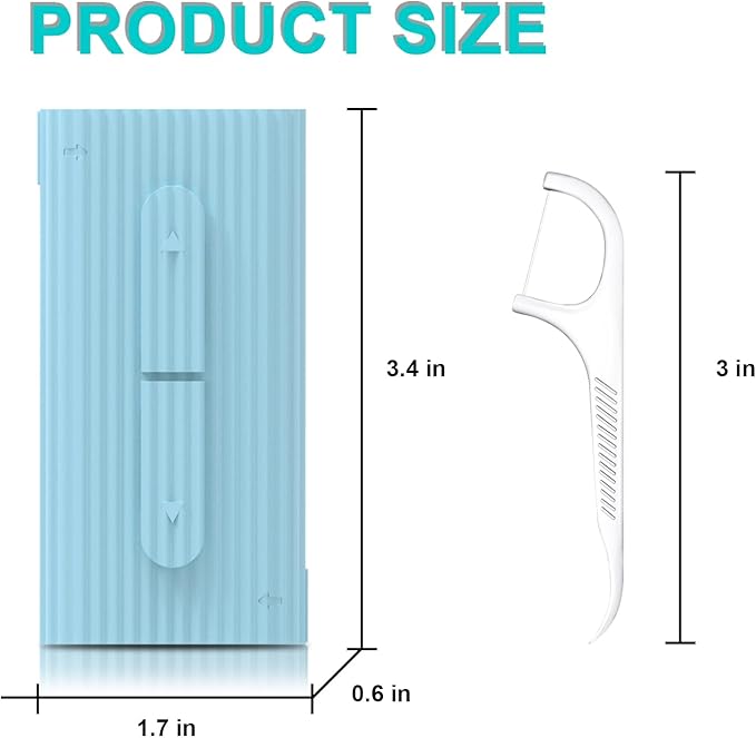 Holy rose Portable Dental Floss Picks Dispenser 2 Box,Travel Floss Case with Adult Floss Sticks 80Count,Portable Flosser Toothpick Perfect for Home,Travel Cleaning Teeth,Tool for Oral Care(Blue