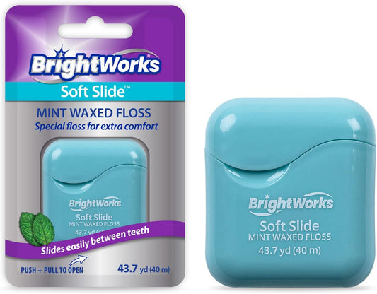 BrightWorks Soft Slide Dental Floss, for Tight Spaces and Extra Comfort, 43.7 Yards (Pack of 4)