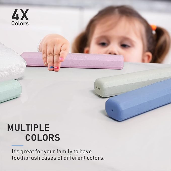 Mulbozy 4 Packs Portable Travel Toothbrush Case, Breathable Plastic Toothbrush Holder for Home, Travel, Business, Camping, School