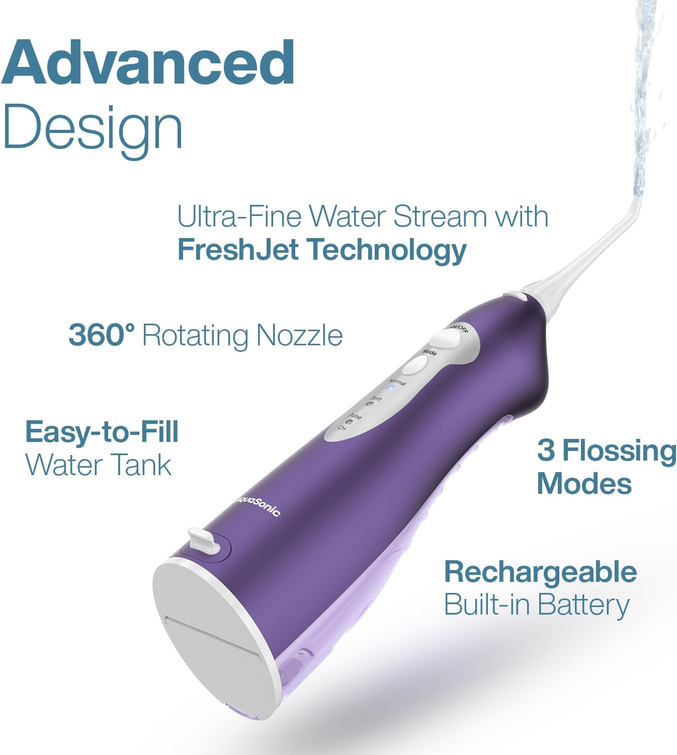 AquaSonic Water Flosser - Cordless Rechargeable Water Flossers for Teeth Cleaning - Waterproof Aqua Flosser, Portable Oral Irrigator for Dental Cleaning with 5 Jet Tips – Braces Home Travel