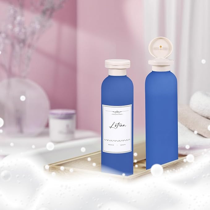 Travel Shampoo Bottle, Empty Plastic Squeeze Bottles 8.8oz with Flip Cap, Lotion Container for Toiletries Travel Size Shampoo and Conditioner