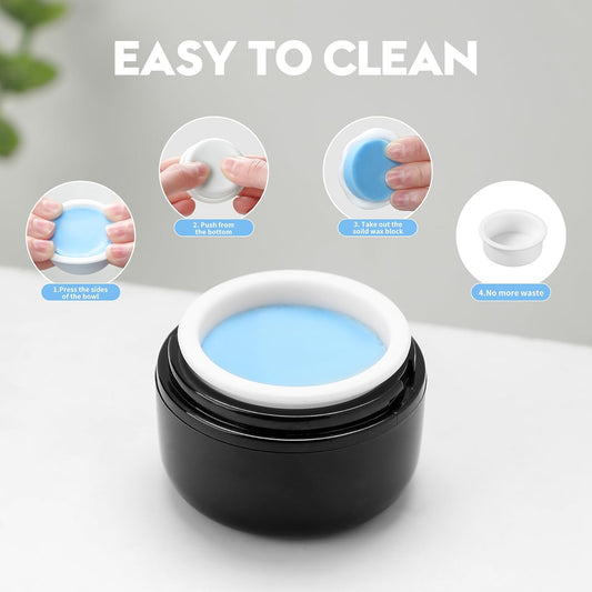 Nose Wax Kit - Travel Wax Warmer for Hair Removal with 100g Waxs, 15 Applicators, 30 Nose Hair Sticks 2 Silicone Pots, 1 Bag Constant Temperature, 15-20 Times Black - Round | Black | Mini