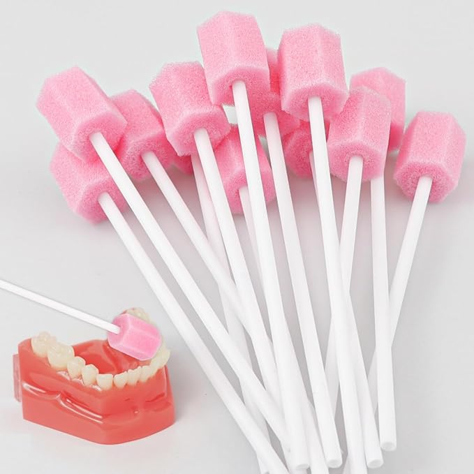 100Pcs Oral Swabs Mouth Cleaning Sponge Sticks Sterile Dental Swabs Disposable Foam Sticks Tooth Care for Adults Children